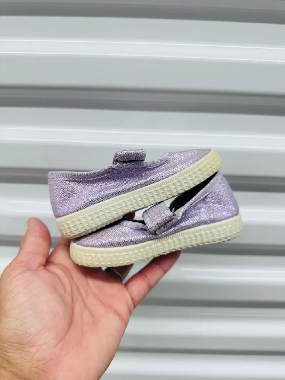 Cienta Lavender Glitter Mary Jane Baby & Walker Shoes